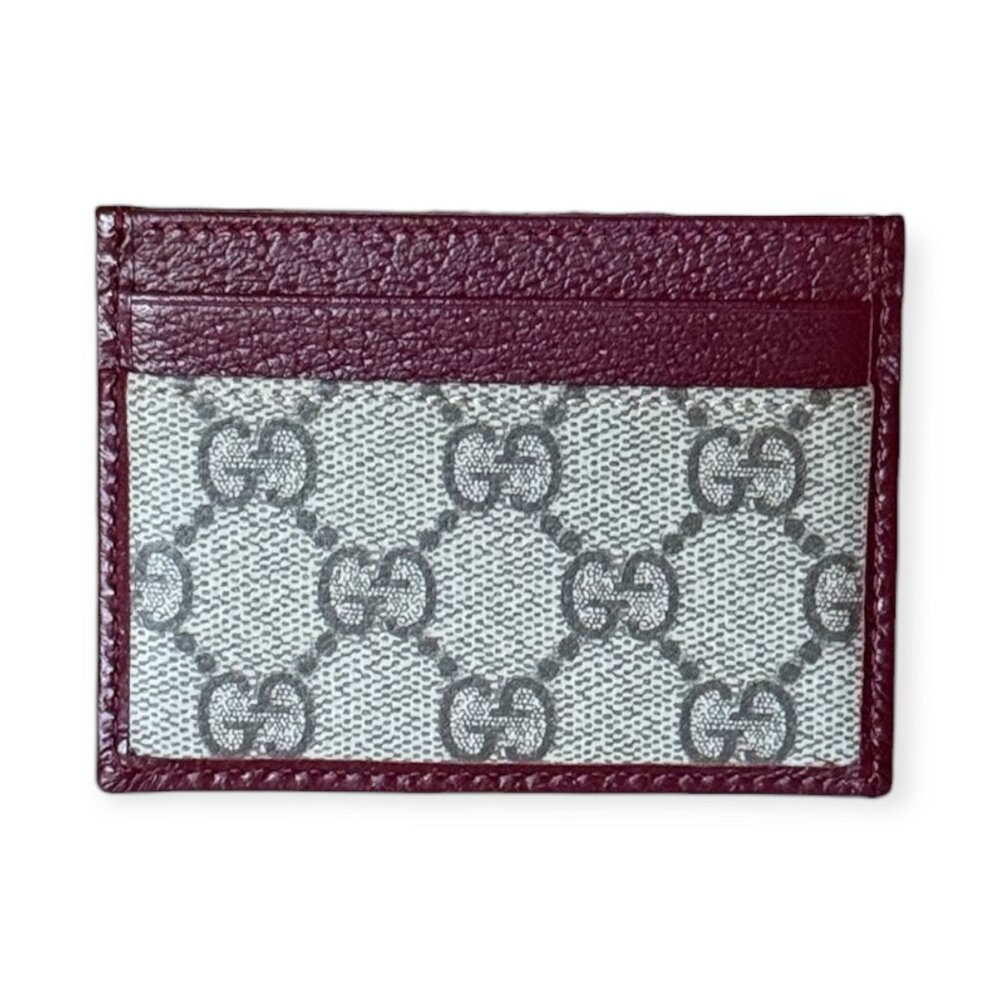 Gucci Ophidia GG Supreme Card Holder Burgundy Leather Trim | NWOT - Picture 3 of 5